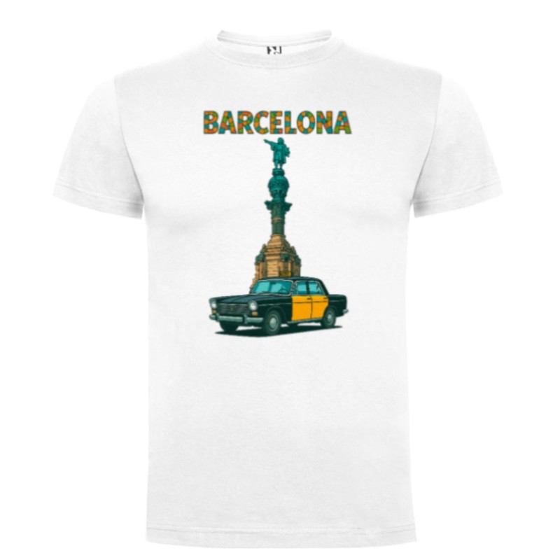 Camiseta Taxi de Barcelona y estatua de Colón